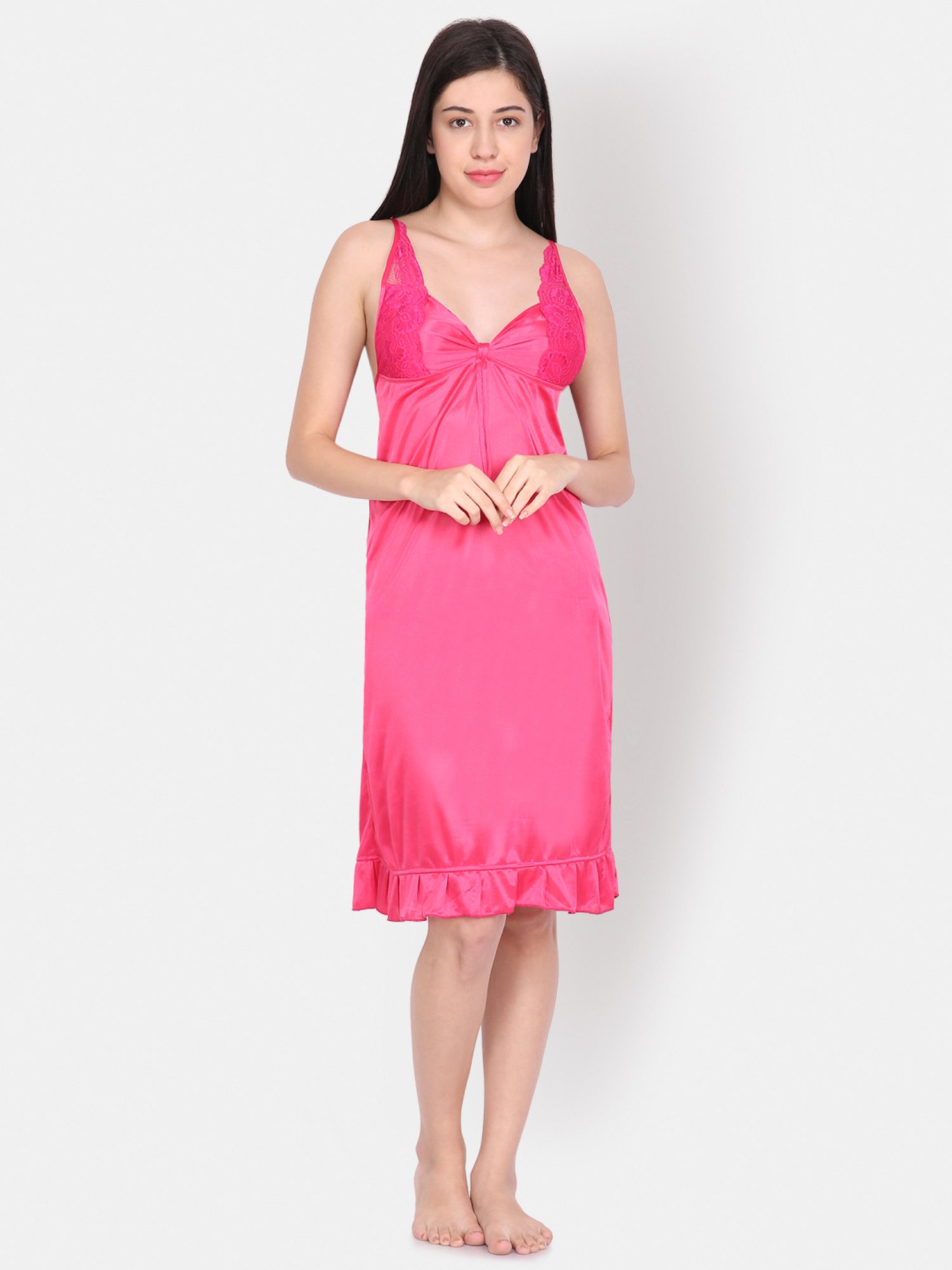 Ms.Lingies Pink Lace Work Chemise