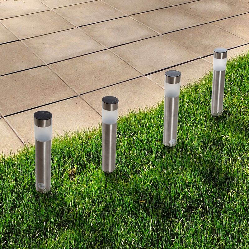 Solar Outdoor LED Light Path Walkway Lights - Silver - Pure Garden