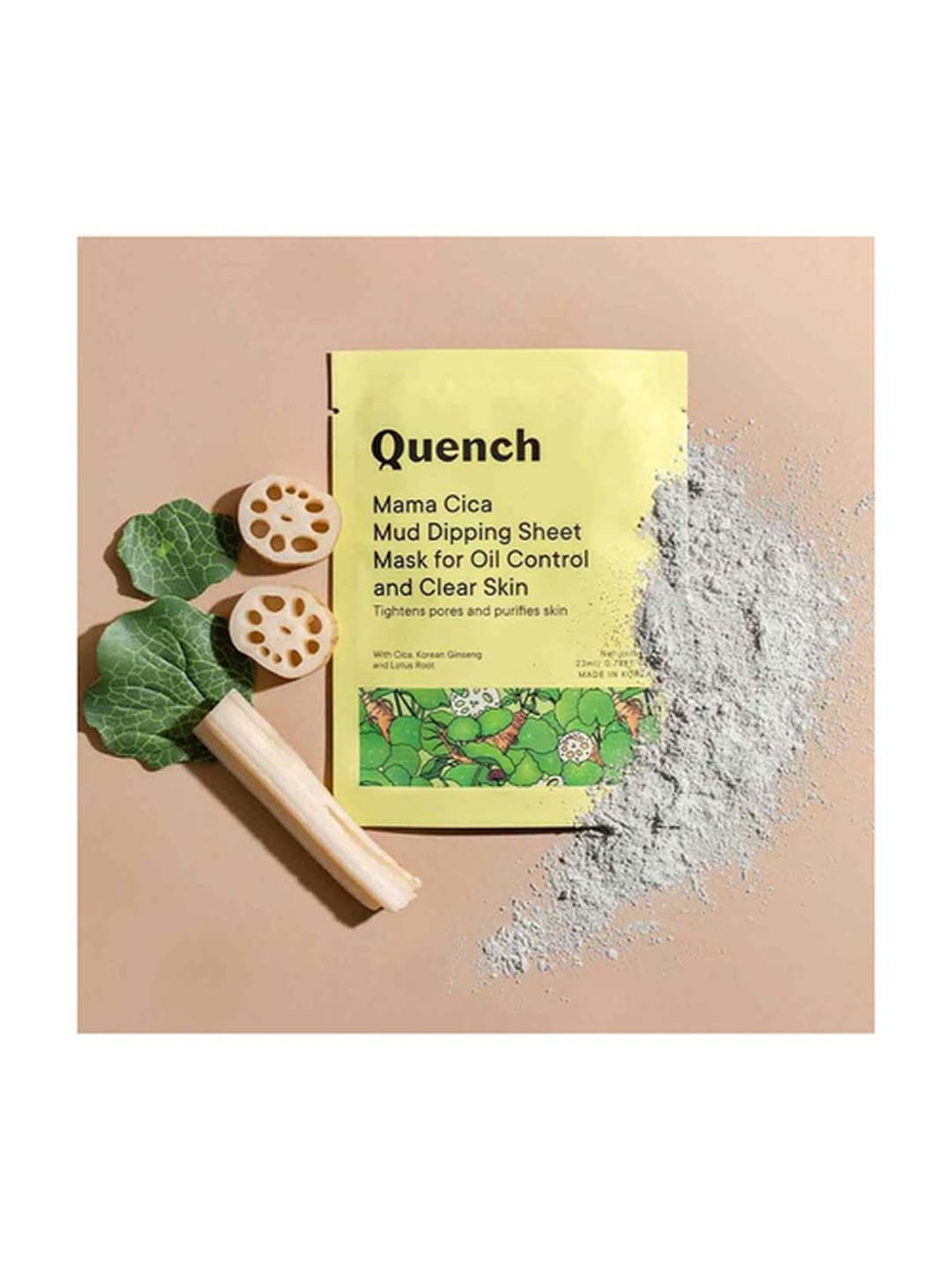 Quench Botanics Mama Cica Mud Dipping Sheet Mask for Oil Control & Clear Skin - 23 ml