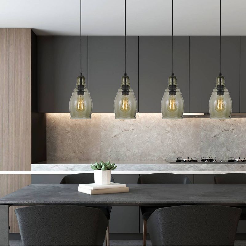 6" x 6" Accera Rippled Smokey Glass Pendant - Cal Lighting