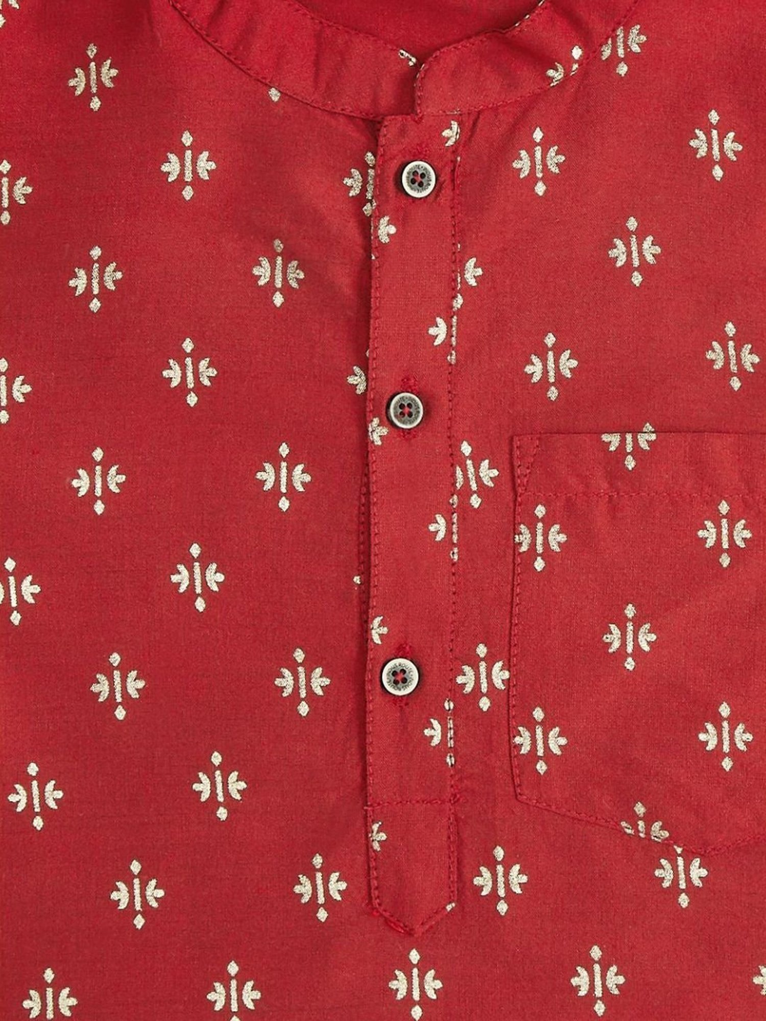 Indus Route by Pantaloons Kids Maroon Printed Full Sleeves Kurta