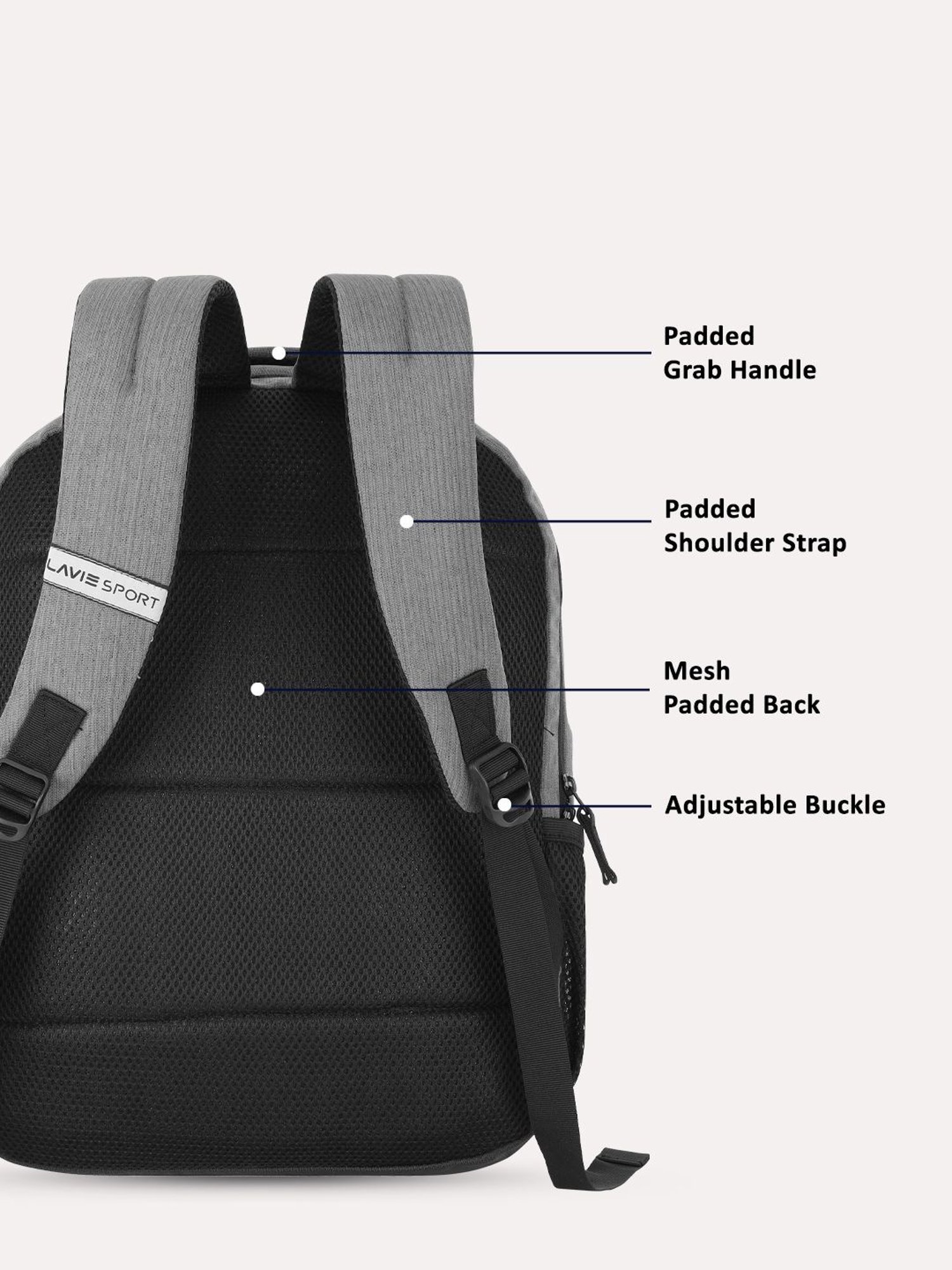 Lavie Sport Apex 21L Laptop Backpack For Men & Women (Grey)