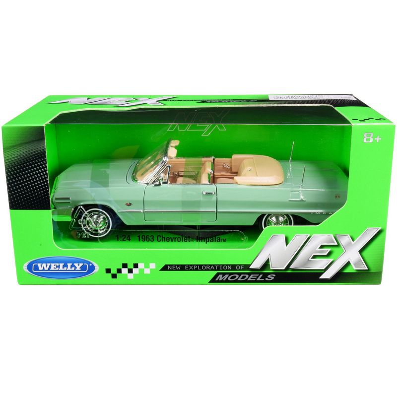 1963 Chevrolet Impala Convertible Light Green "NEX Models" 1/24 Diecast Model Car by Welly