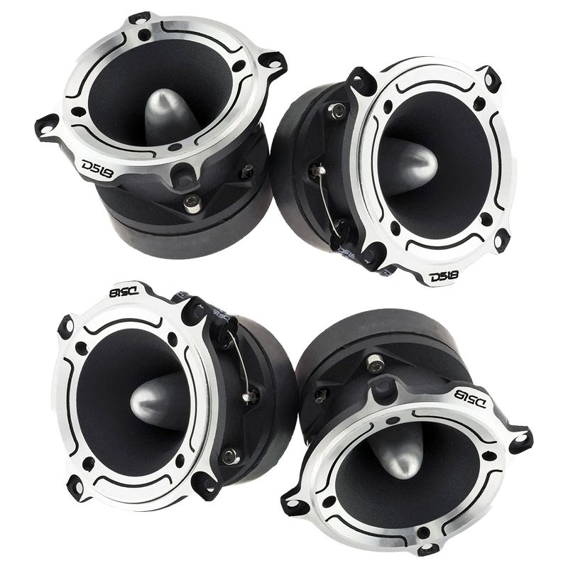DS18 Car Stereo PRO TW220 1 Inch Voice Coil 350 Watt 4 Ohm Aluminum Super Bullet Tweeter with Built In Crossover for Car Audio Sound System (4 Pack)