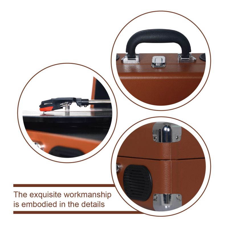 LP&No.1 Portable Suitcase Turntable with Stereo Speaker,3 Speeds Belt-Drive Vinyl Record Player Blue