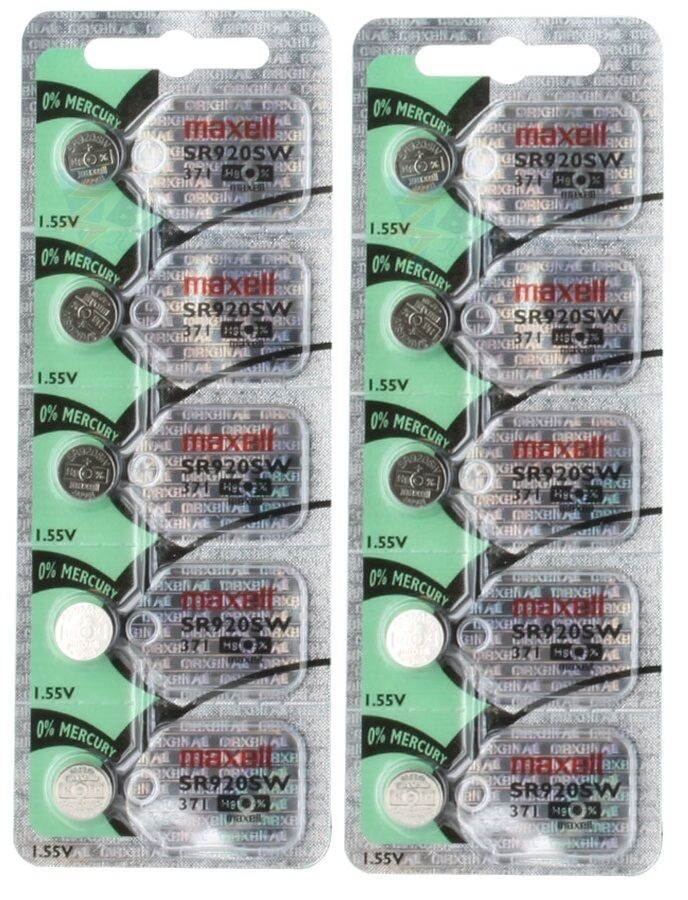 10 Pcs 371 Battery SR920SW Maxell Batteries