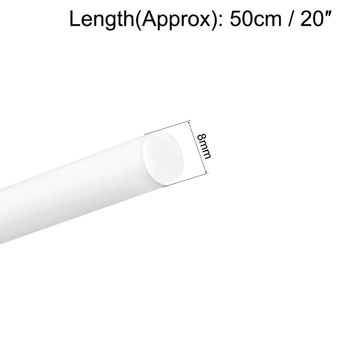 5/16&times;20 inch ABS Plastic Round Bar Rod for Architectural Model Making DIY White