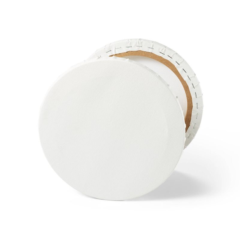 10" Round Stretched Canvas White - Mondo Llama™