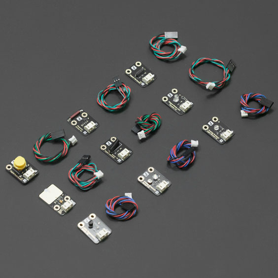 DFRobot DFR0018 9 Piece Sensor Set for Arduino - Light, Touch, Temperature, Magnet, Vibration, Tilt, Button, Grayscale, and LED Module