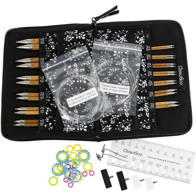 ChiaoGoo SPIN Bamboo Intchg Knitting Needle 5" Tip Set-Complete