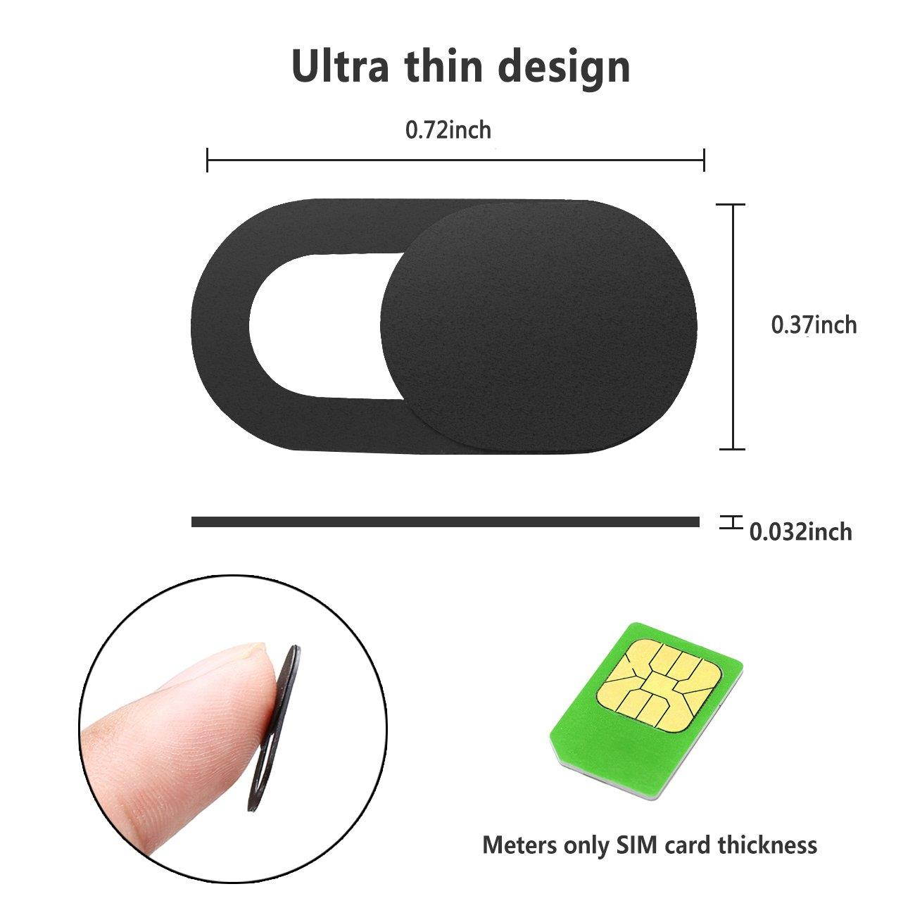 Webcam Cover 0.7mm Thin - Web Camera Cover fits Laptop, Desktop, PC, Macboook Pro, iMac, Mac Mini, Computer, Smartphone, Protect Your Privacy and Security, Strong Adhensive (Black(6pack))
