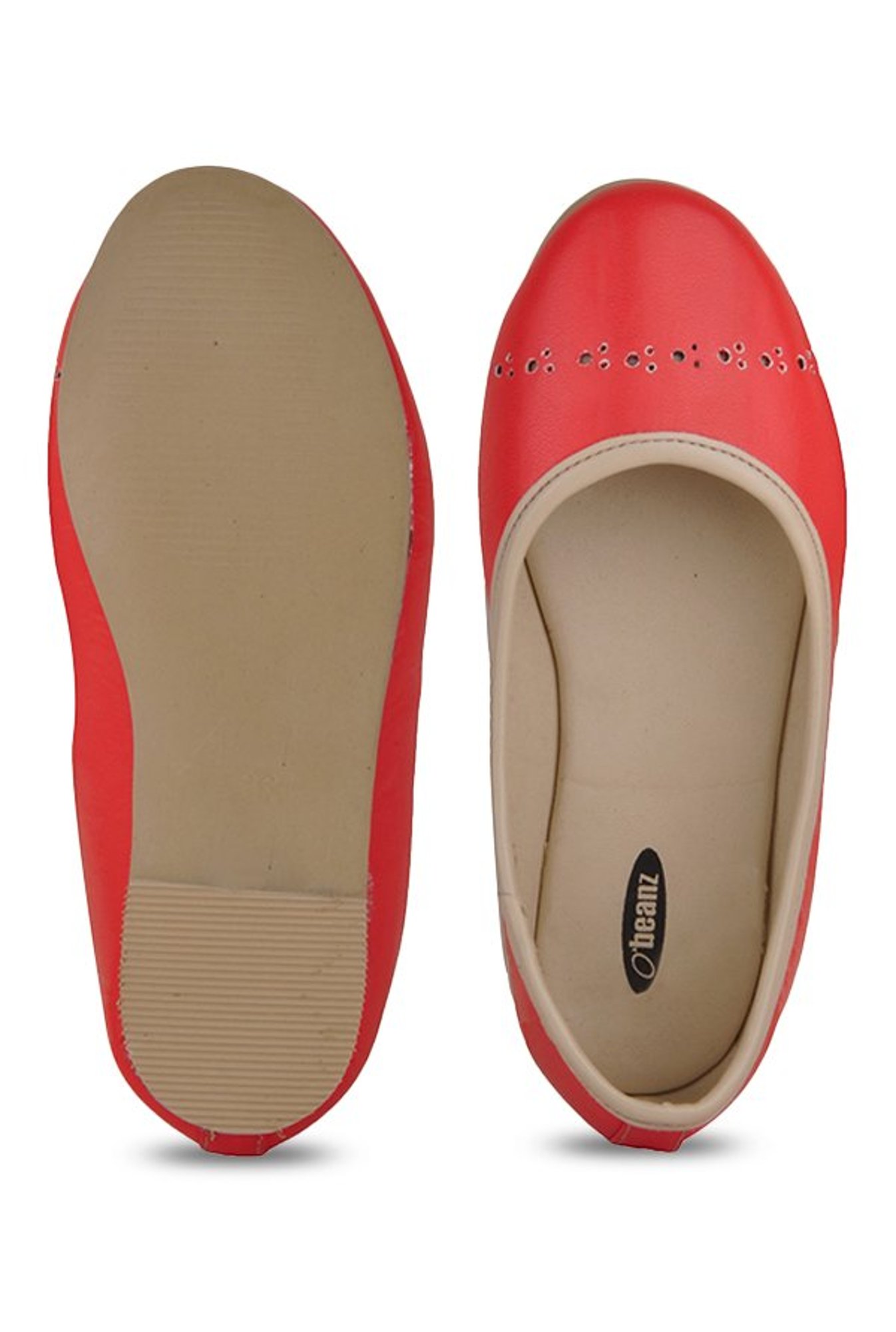 Beanz Kids Clara Carmine Red & Cream Flat Ballets