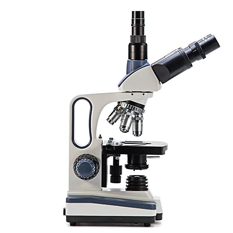 SW350T 40X-2500X Magnification, Siedentopf Head, Research-Grade Trinocular Compound Lab Microscope with Wide-Field 10X and 25X Eyepieces, Mechanical Stage, Abbe Condenser, Camera-Compatible