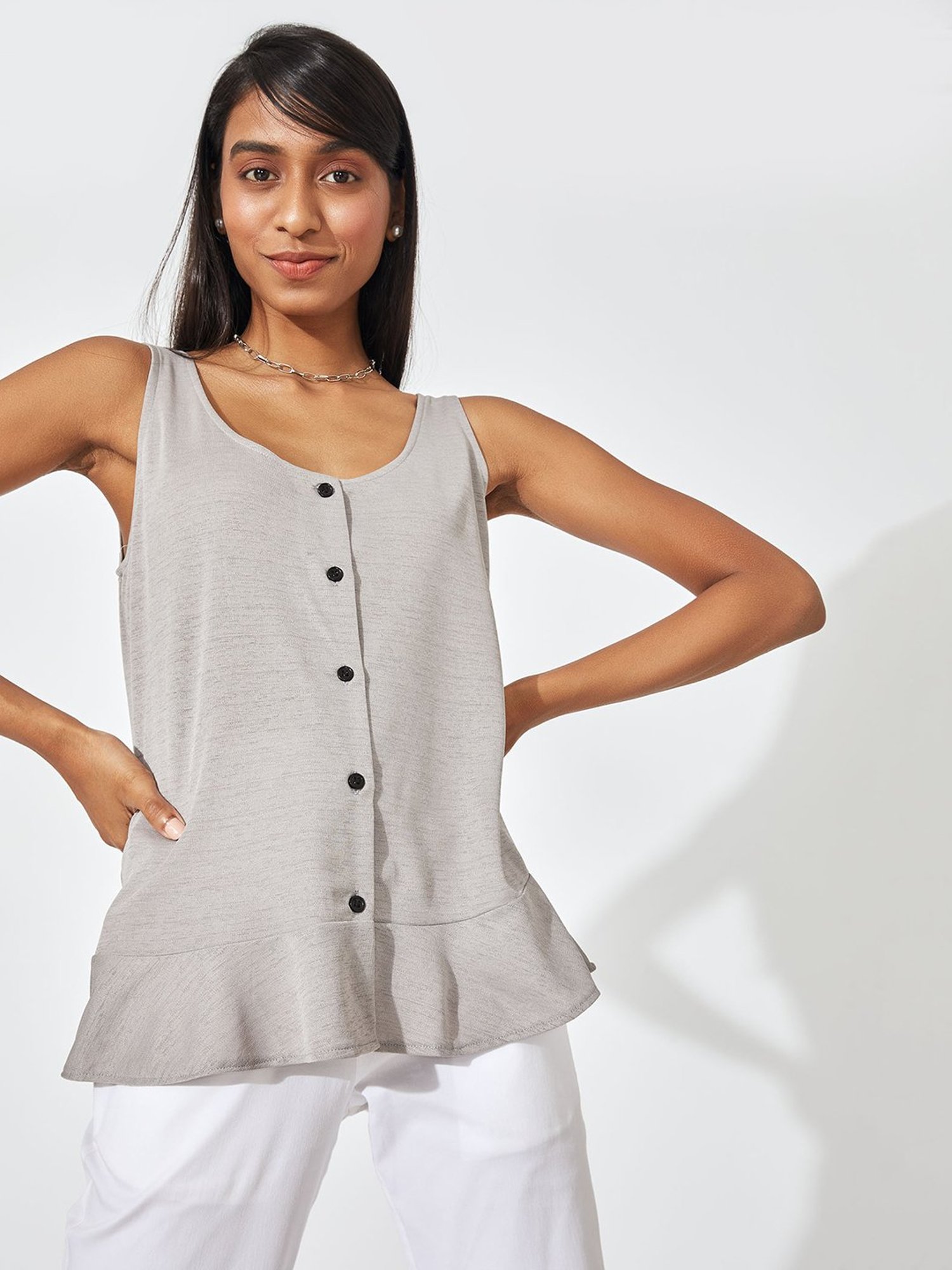 The Label Life Grey Regular Fit Top