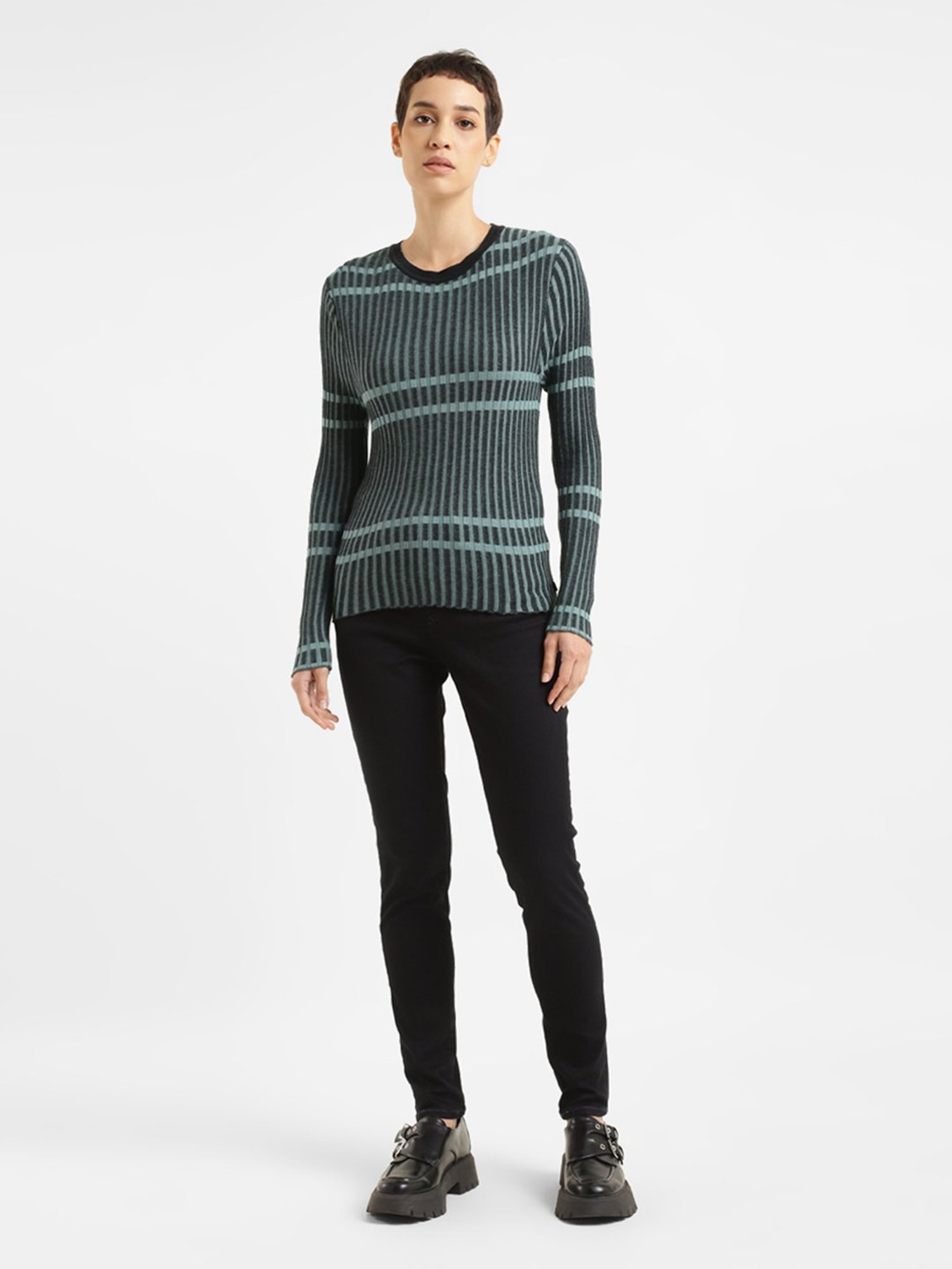 Levi's Green & Black Striped Top