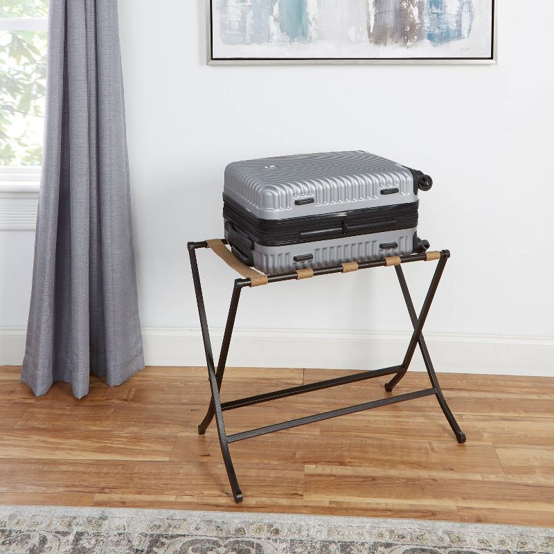 Metal Folding Luggage Rack Black - Silverwood