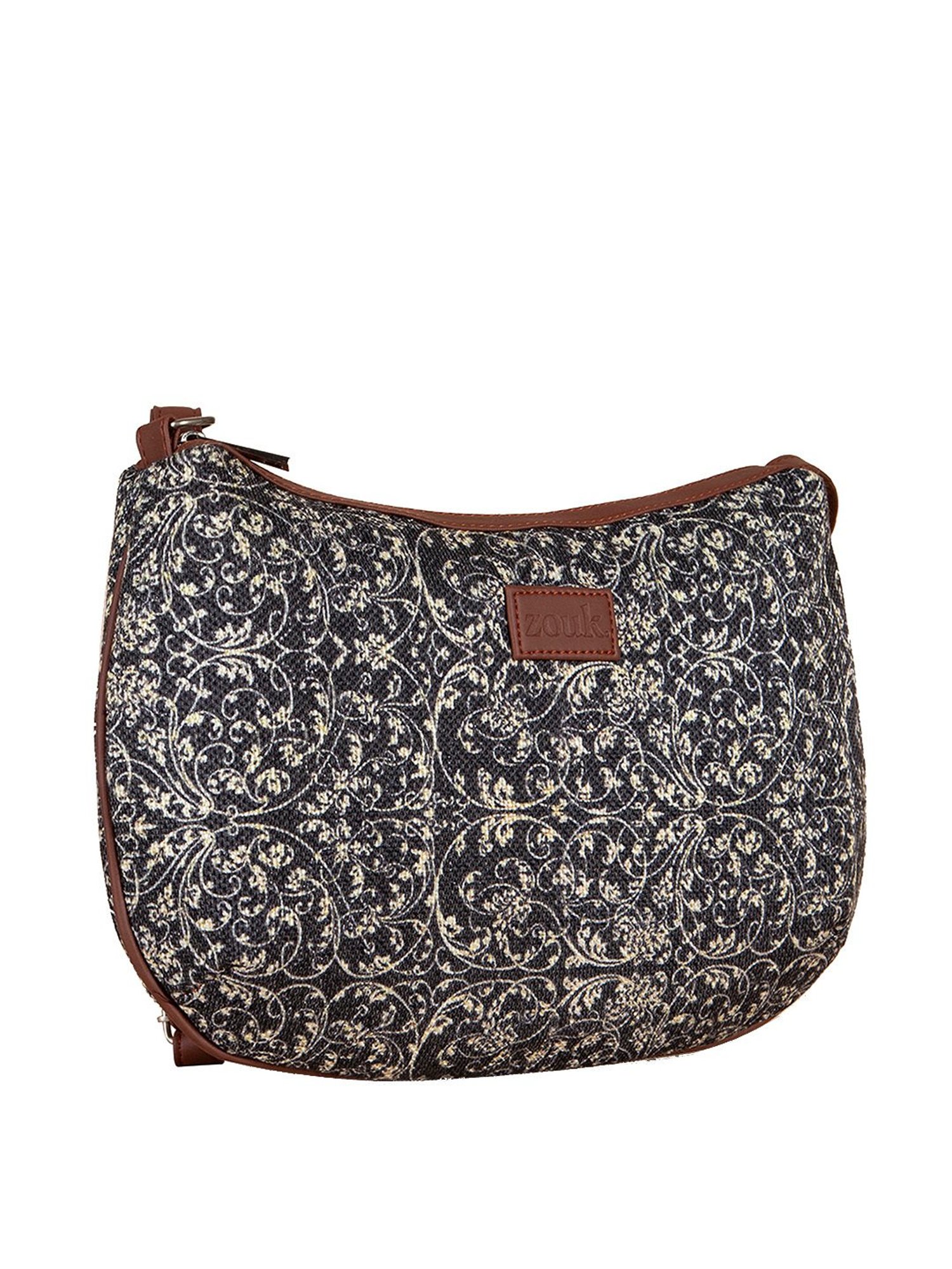 ZOUK Black Printed Medium Sling Handbag