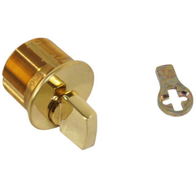 Ilco 7201TK2-03 Polished Brass US3 Solid Brass Replacement 1-1/4" Mortise Turn Knob Cylinder Lock