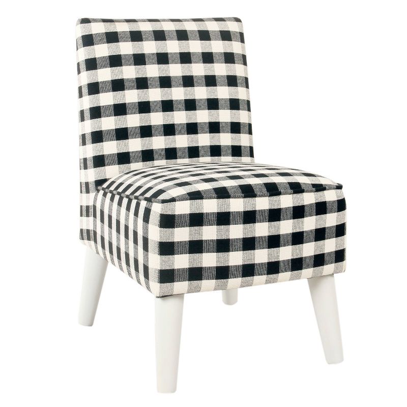 Kids' Modern Slipper Chair Mini Plaid Black - HomePop
