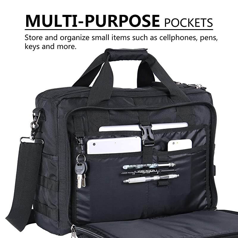 17 inch Mens Military Laptop Messenger Bag Multifunction Tactical Briefcase Computer Shoulder Handbags Pilot Bag Black