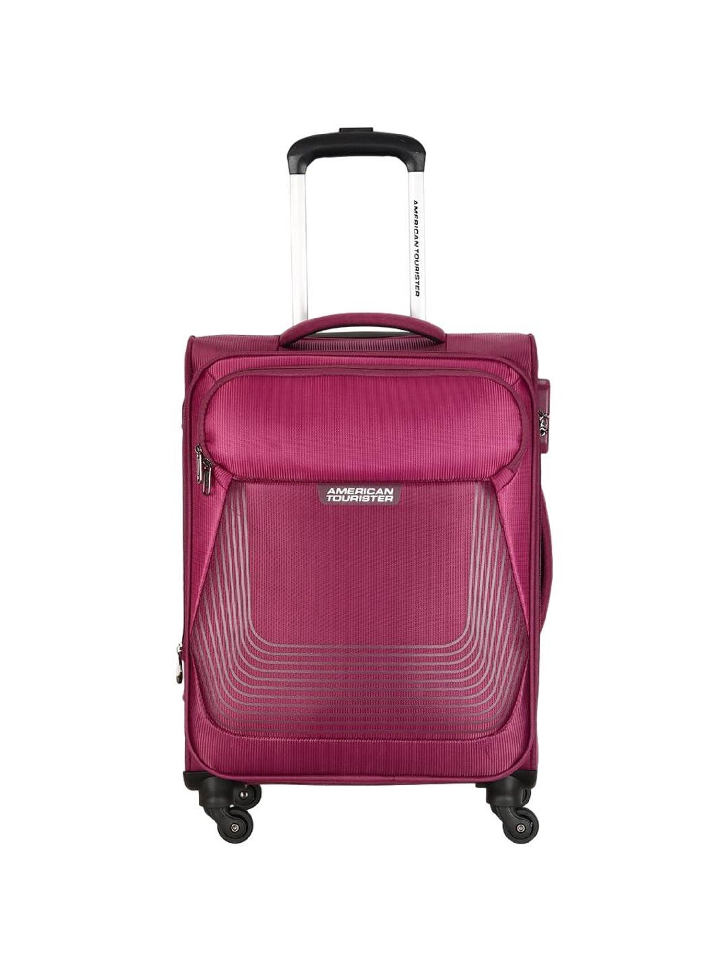 American Tourister Southside Lite Magenta Striped Soft Cabin Trolley Bag - 58 cm