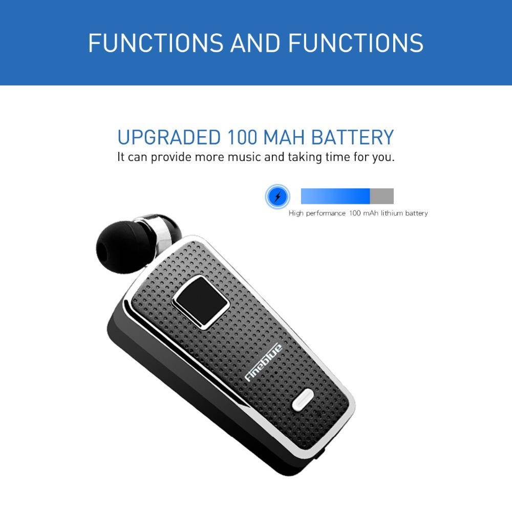 Fineblue F970 Portable MINI Wireless Bluetooth Neck Clip Telescopic Type Business Sport Earphone Vibration Wear Clip with Mic UM (White)