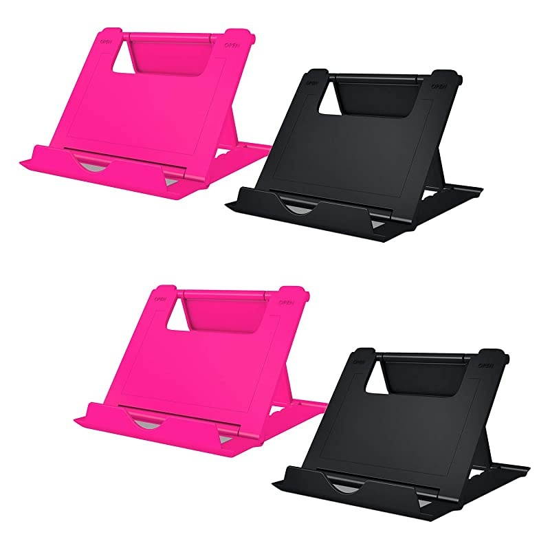 4 Pack Cell Phone Stands, Universal Foldable Tablet Stand Multi-Angle Pocket Desktop Holder Cradle Compatible with iPhone 11 Pro Xs Max X 8 7 6s Plus, All Android Smartphones Tablets (6-10")