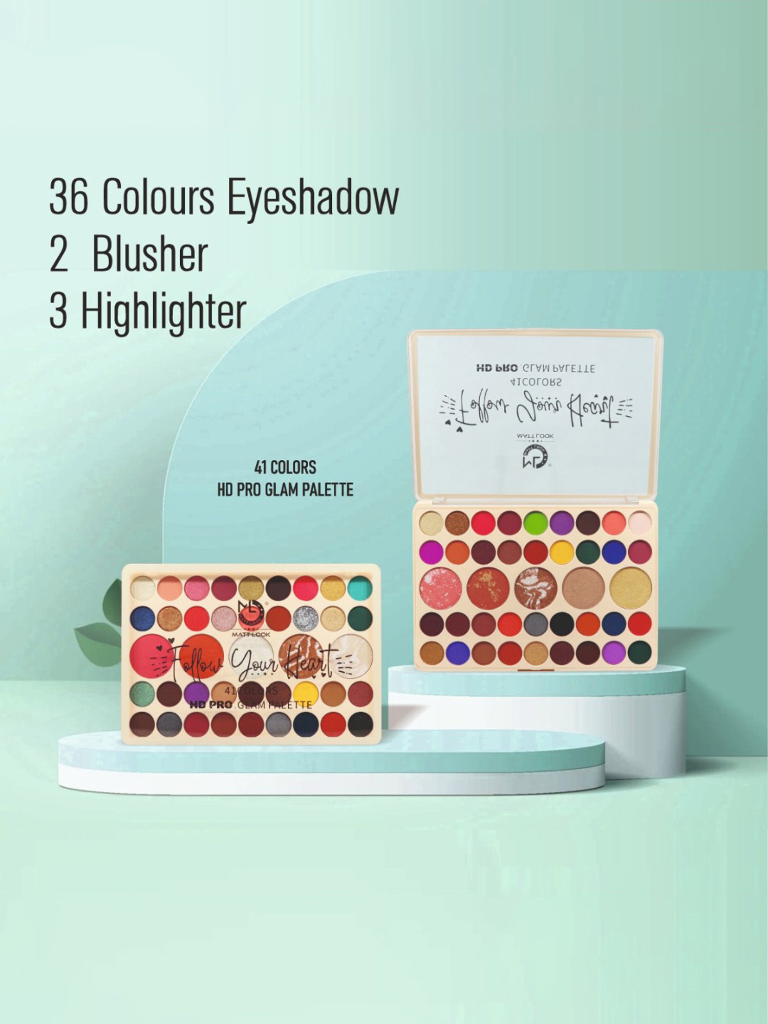 Matt Look Follow Your Heart 41 Colors HD Pro Glam Palette Multicolor 01 - 41.6 gm