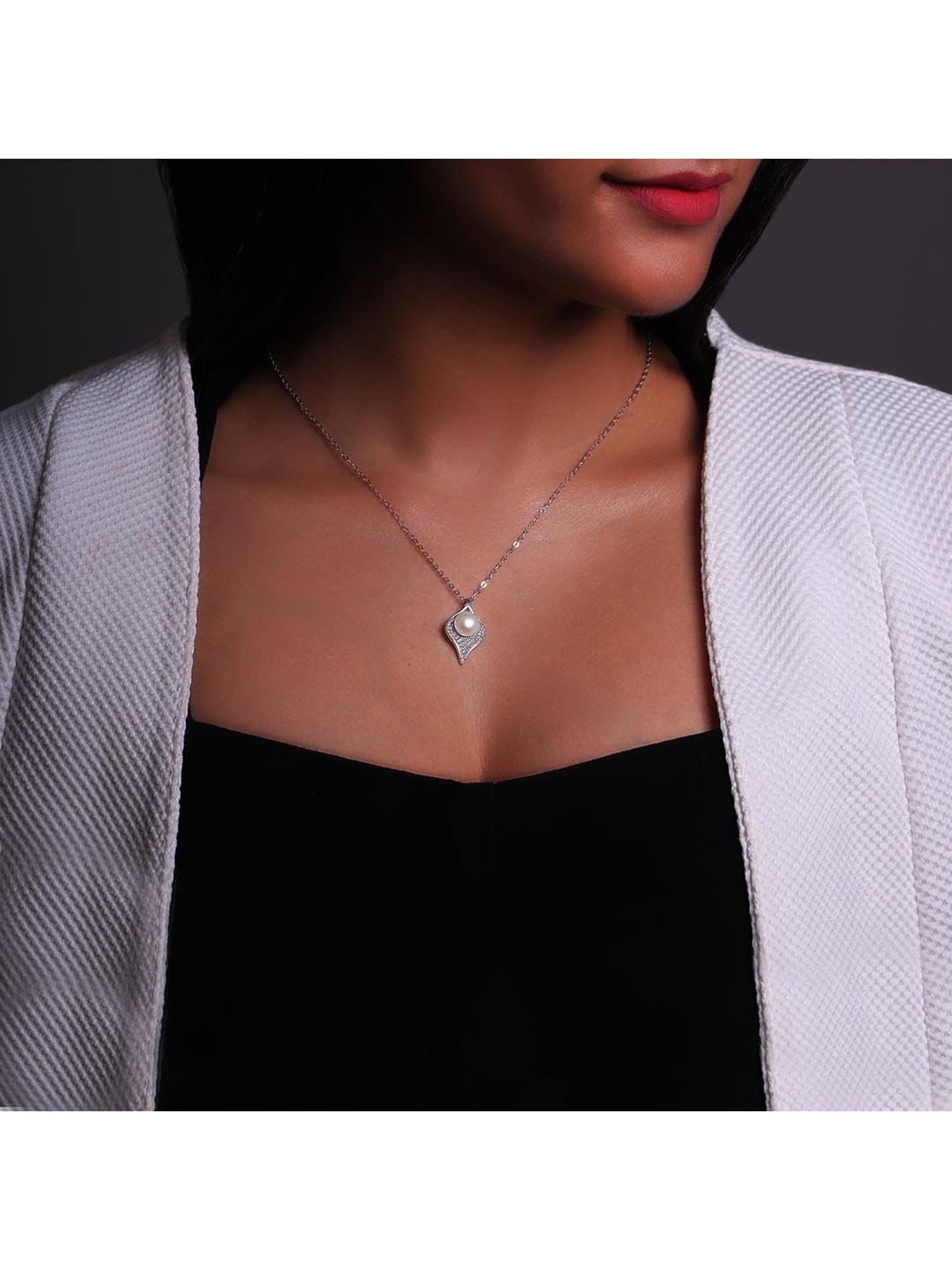 GIVA 92.5 Sterling Silver Seashell Pearl Necklace for Women