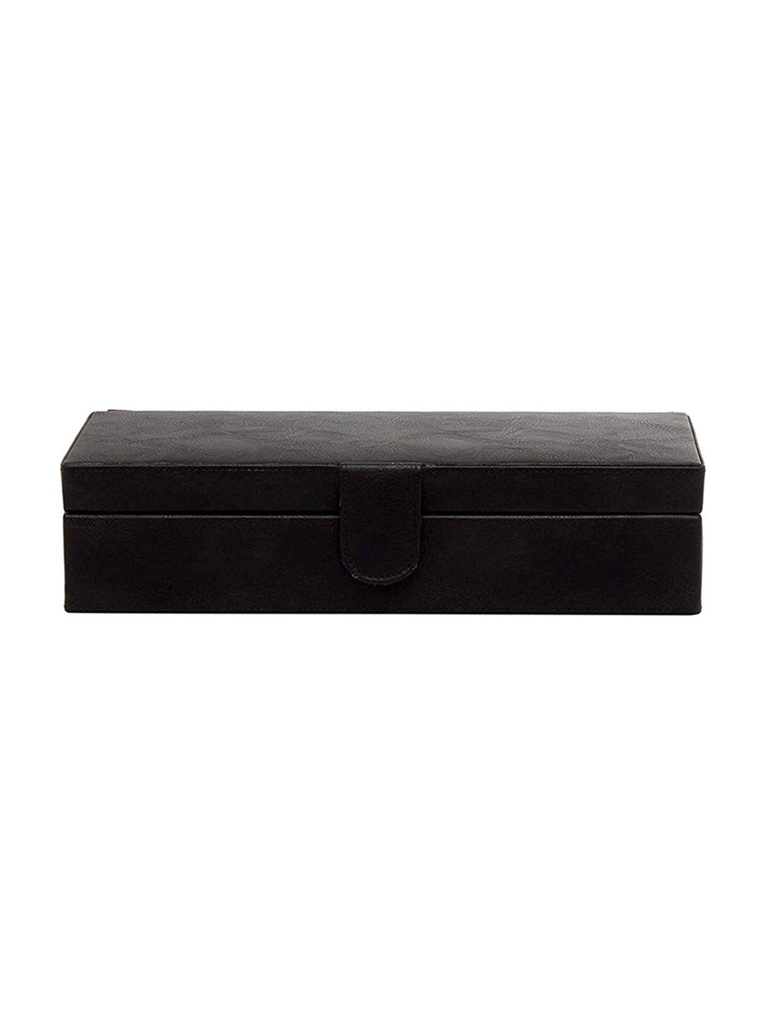 Leather World Black Watch Box Holder Organizer Case in 6 Slots