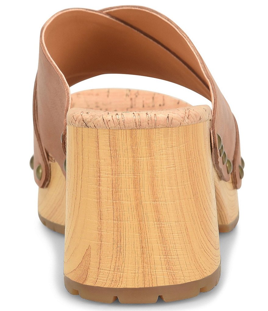 Kork-Ease Tatum Leather Wood Heel Platform Slide Sandals