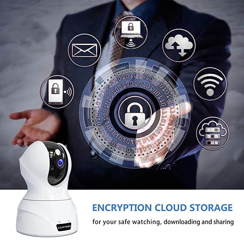 Security Camera 1536P Pet Camera -  WiFi Wireless Home Camera Full HD 3MP IP Video Surveillance System with IR Night Vision, Motion Detection and Two-Way Audio - Cloud Storage, White