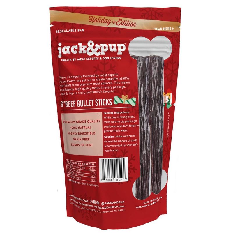Jack&Pup Beef Gullet Sticks Holiday Holiday Dog Treats - 4.8oz