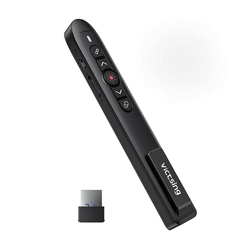 Wireless Presenter Remote Laser Pointer 24GHz Presentation Clicker with HyperlinkVolume ControlSwitch Windows 300mAh Rechargeable Presentation Pointer for Windows Mac Linux