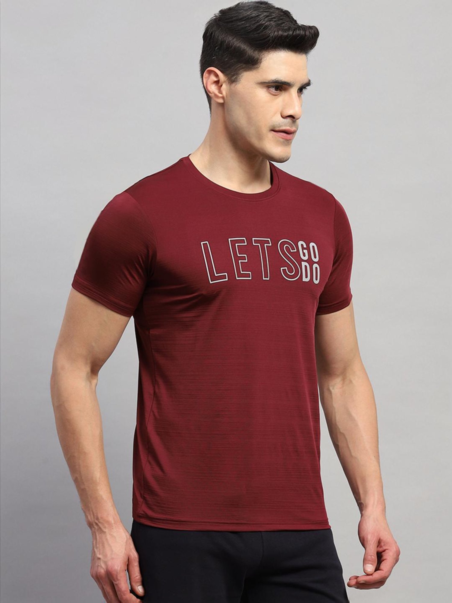 Rock.it Maroon Regular Fit Printed T-Shirt