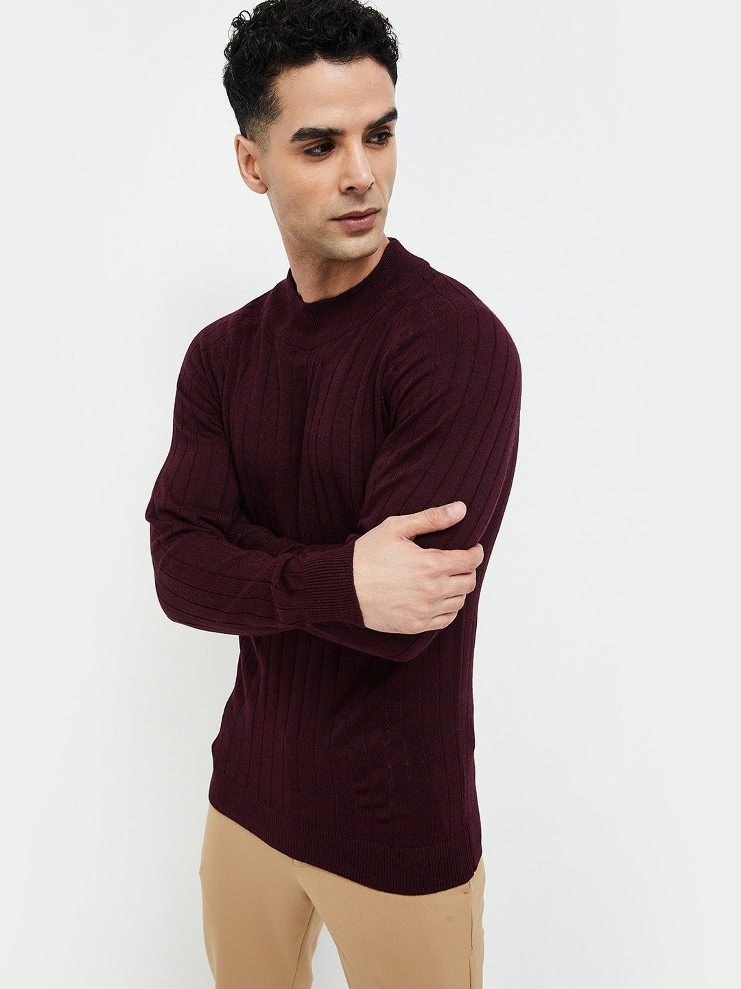Code By Lifestyle Red Regular Fit Sweater