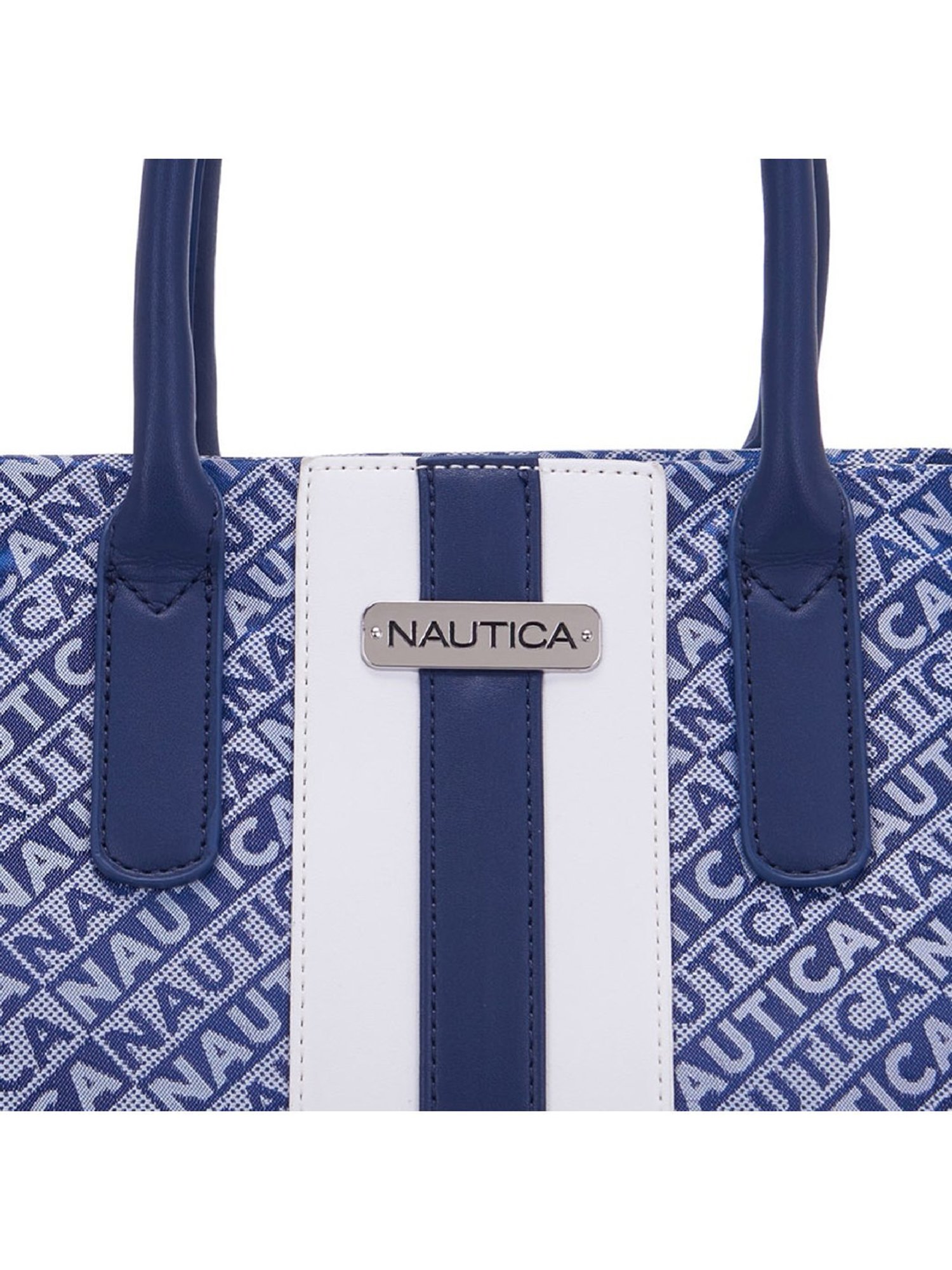 Nautica Navy Blue Printed Medium Tote Handbag