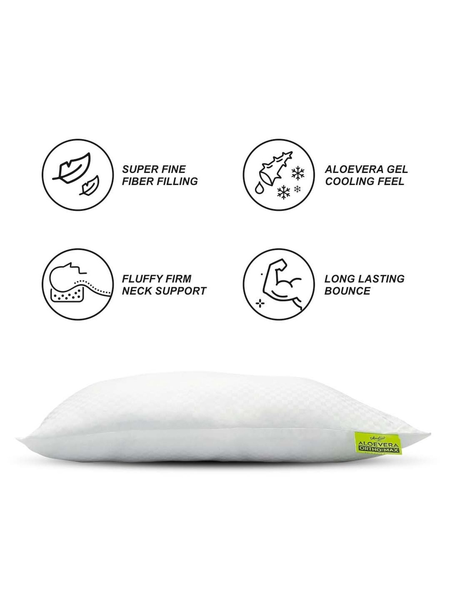 The White Willow Black Orthopaedic Mid Backrest Memory Foam Pillow - Set of 1