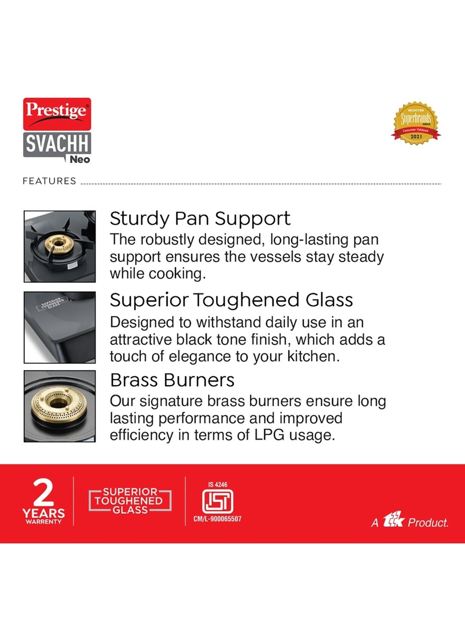 Prestige Svachh Neo GTSN 04 L Black Glass Gas Stove With Liftable 4 Burners