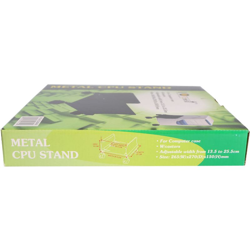 SYBA Multimedia Steel PC Stand for ATX Case with Adj. Width and 4 Caster wheels - 9.8" Width - Metal - Black