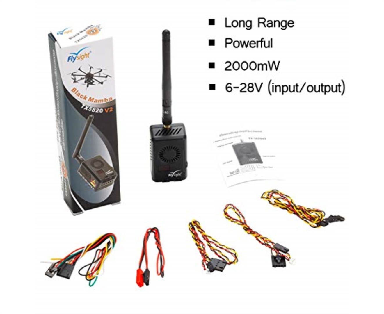 flysight black mamba 5.8ghz 2w fpv vtx transmitter 2000mw fpv long range video transmitter wireless 40ch rc av pushbutton long