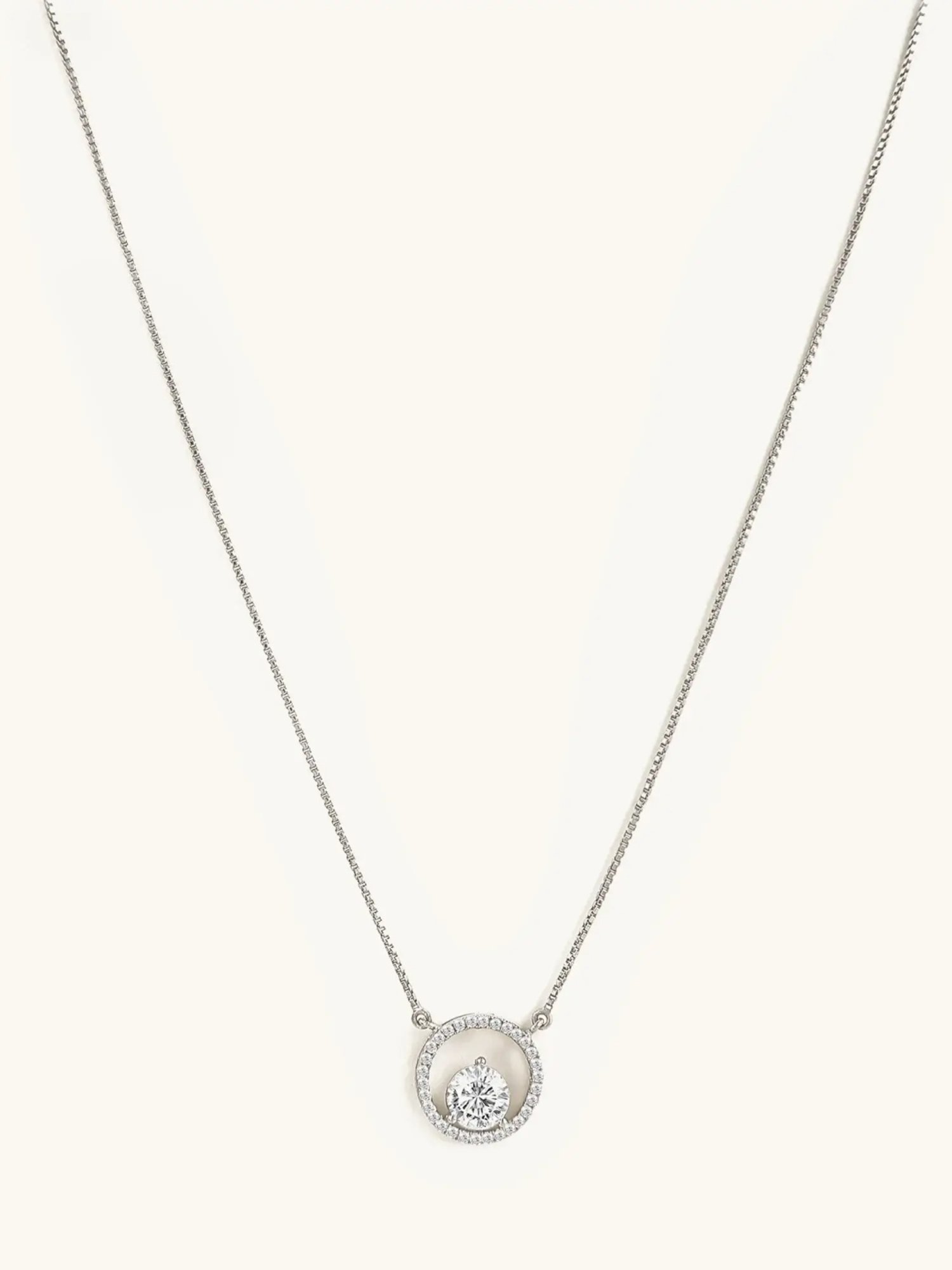 Mabel 92.5 Sterling Silver Rhodium-Plated Studded Solitaire Eye Necklace