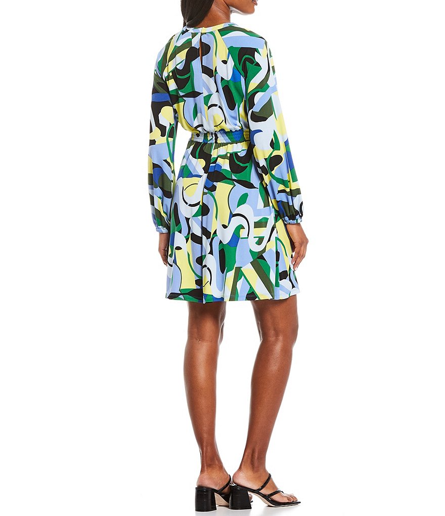 Donna Morgan Abstract Print Matte Jersey Blouson Dress