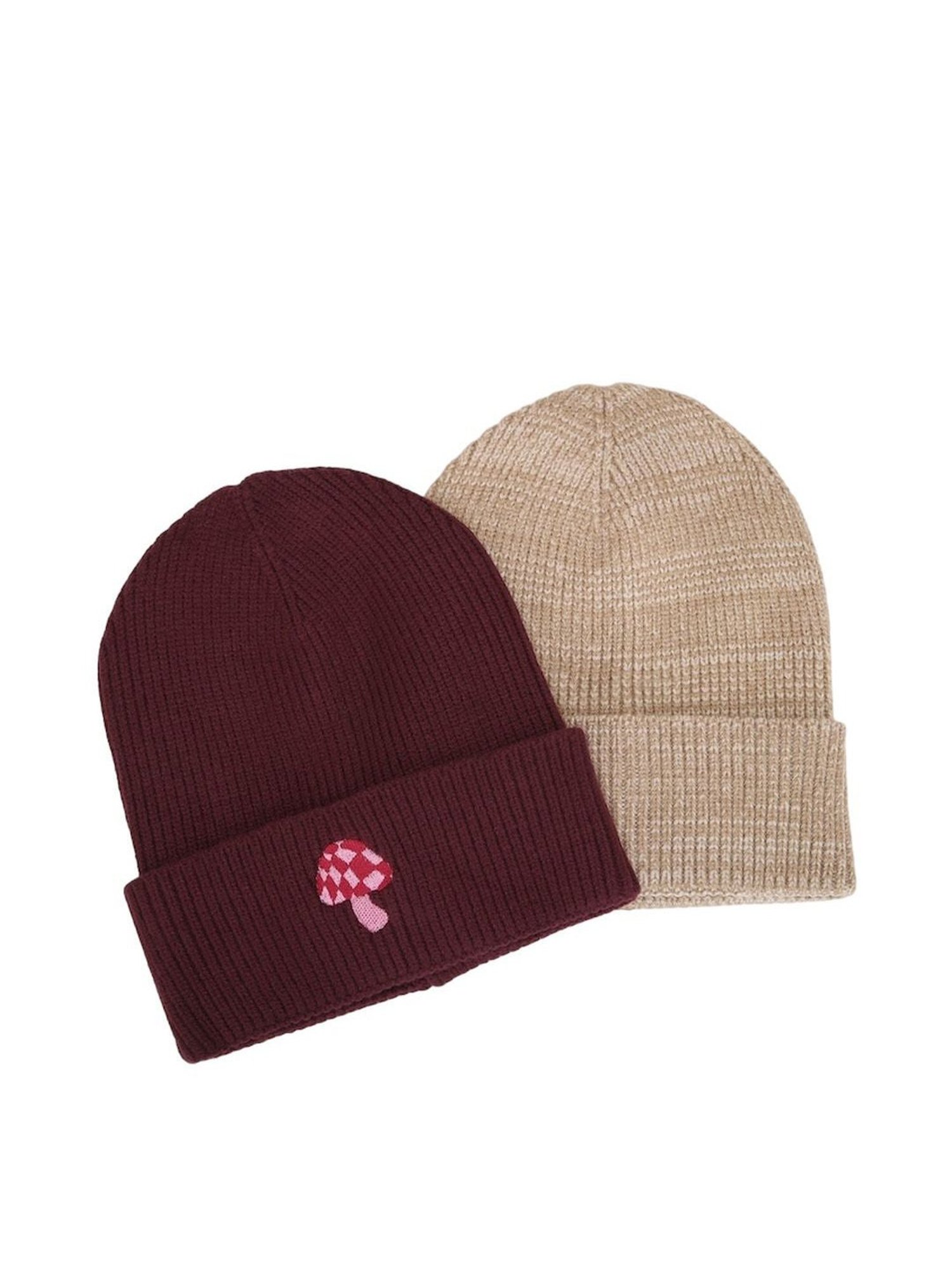 Forever 21 Multicolor Polyester Beanies Cap - Pack of 2