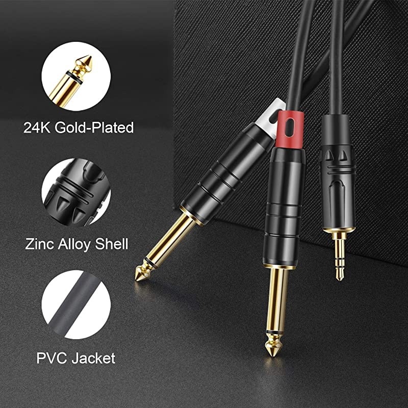 3 FT 35mm 18quot TRS to 2 x 635mm 14quot TS Mono Y Cable Splitter Cable Compatible with iPhone iPodLaptopCD PlayersPower AmplifierMixer Home Stereo Systems1 MeterBlack