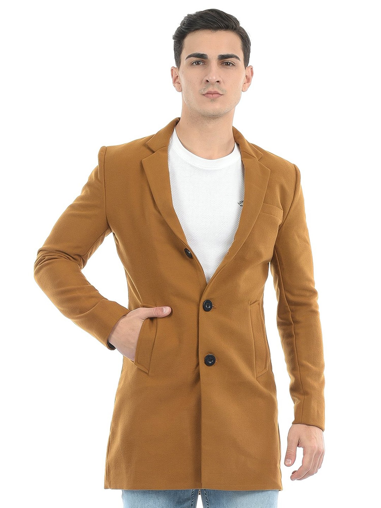 London Fog Mustard Regular Fit Overcoat