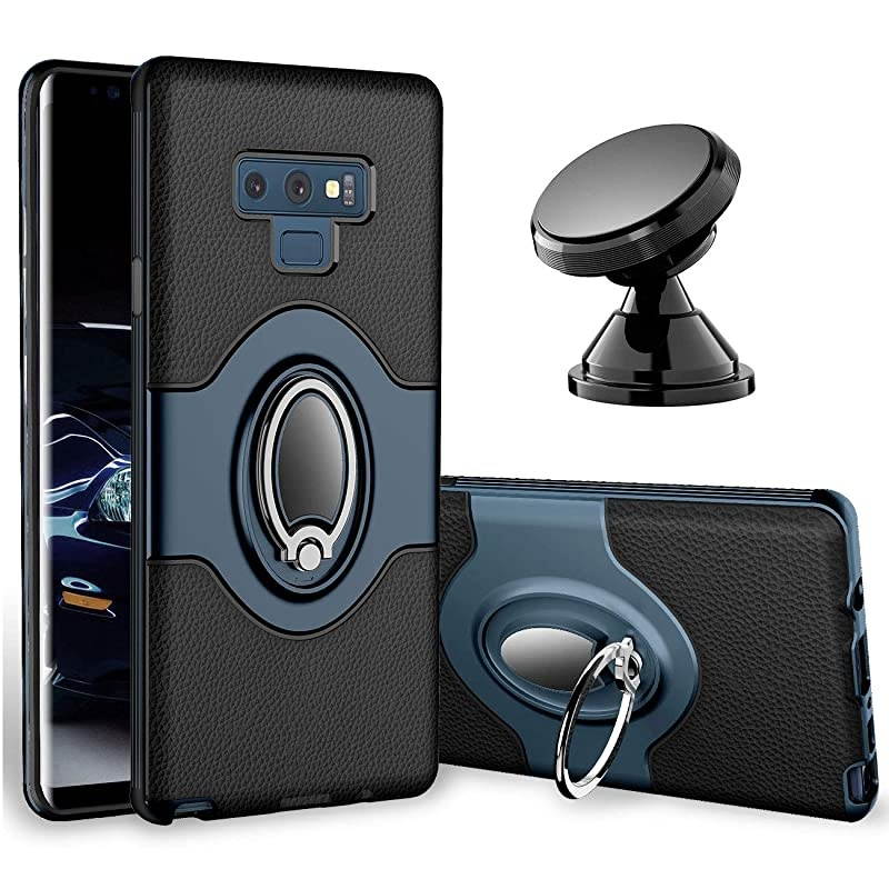 Samsung Galaxy Note 9 Case  Ring Holder Kickstand Cases + Dashboard Magnetic Phone Car Mount Navy Blue