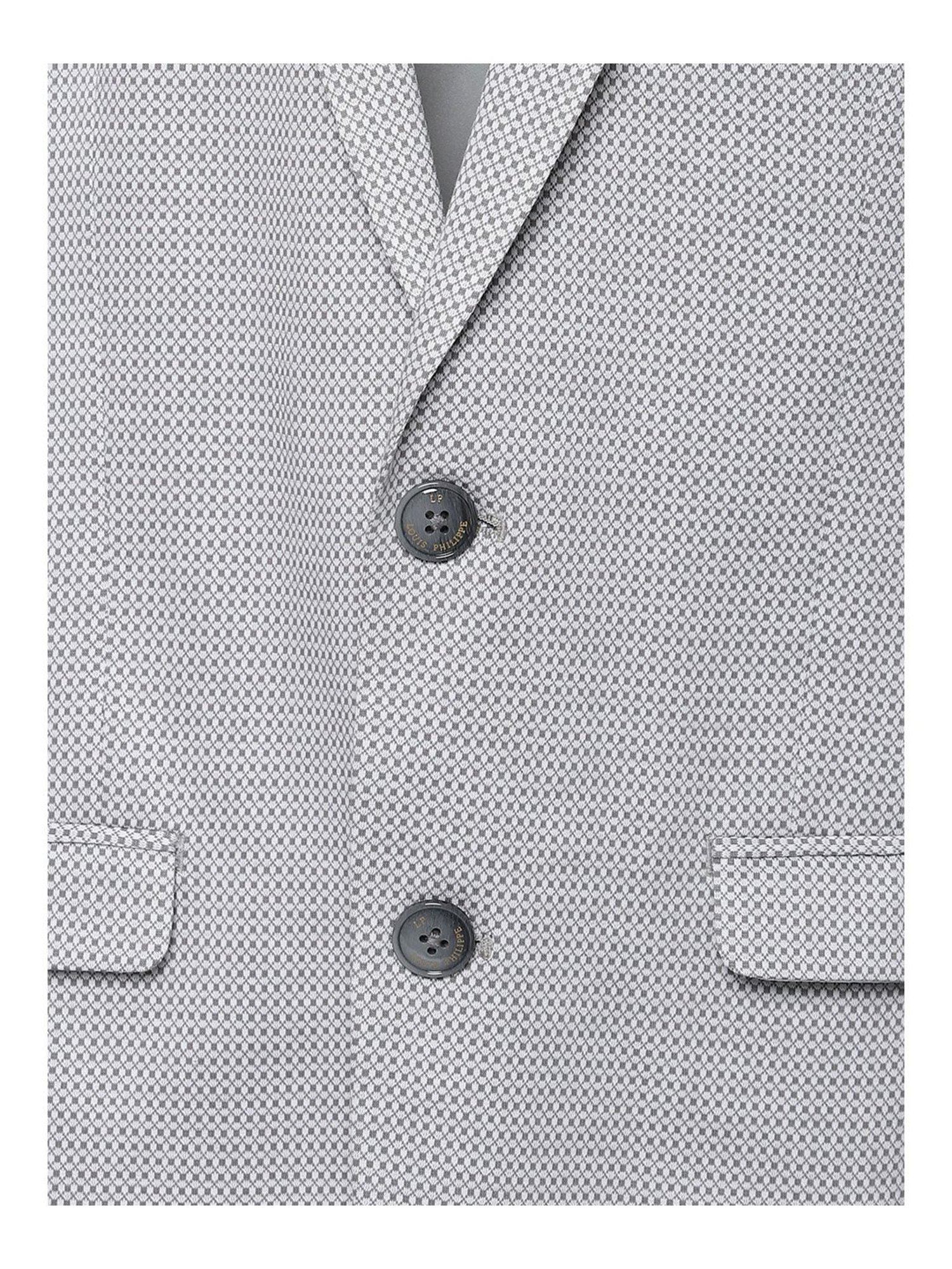 Louis Philippe Grey Full Sleeves Notched Lapel Blazer