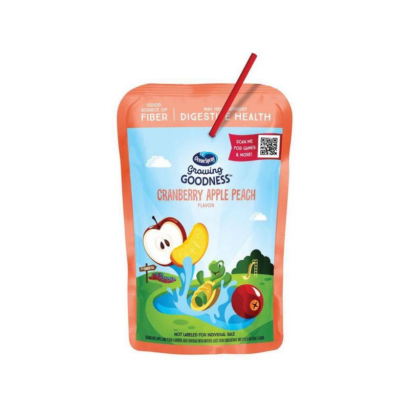 Ocean Spray Growing Goodness Cranberry Apple Peach Digestive Health Juice Drink - 8pk/6 fl oz Pouches