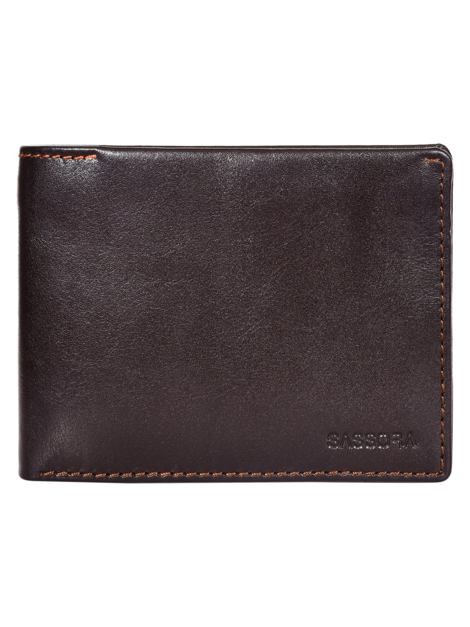 SASSORA BELLA Brown Leather RFID Bi-Fold Wallet